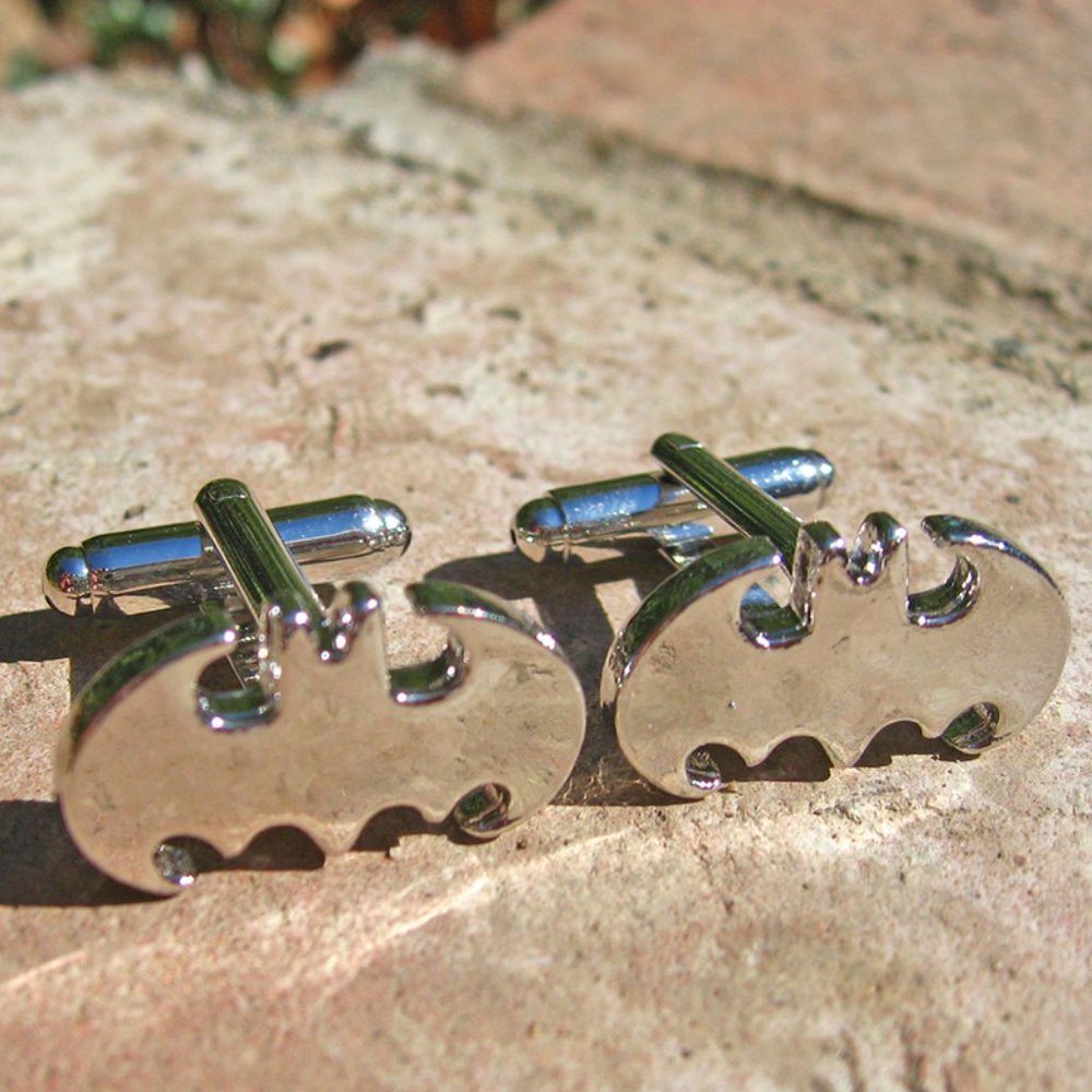 Batman Cutout Wings with Silver Finish Cufflinks